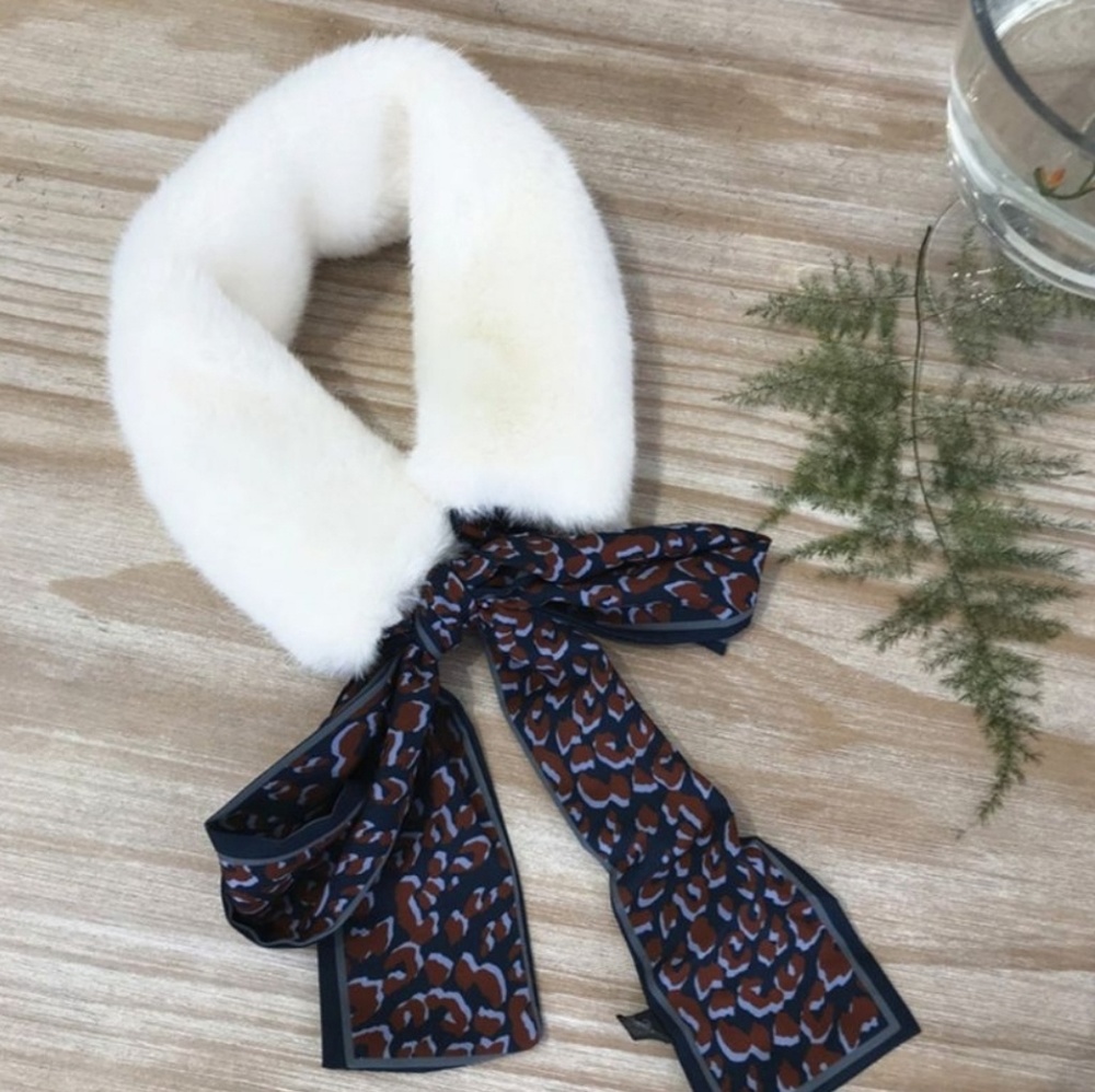 New 🎅 Leopard Faux Mink Fur Skinny Scarf Twilly - Picture 4 of 8
